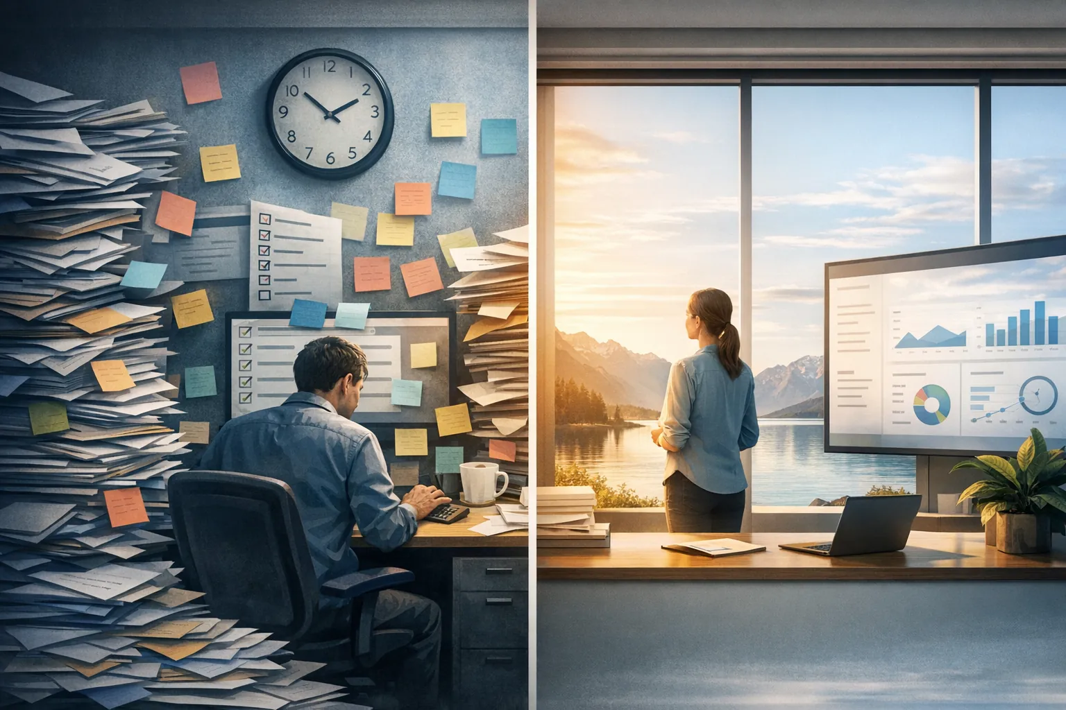 Busywork compressing capacity beside clean systems creating space for strategic clarity