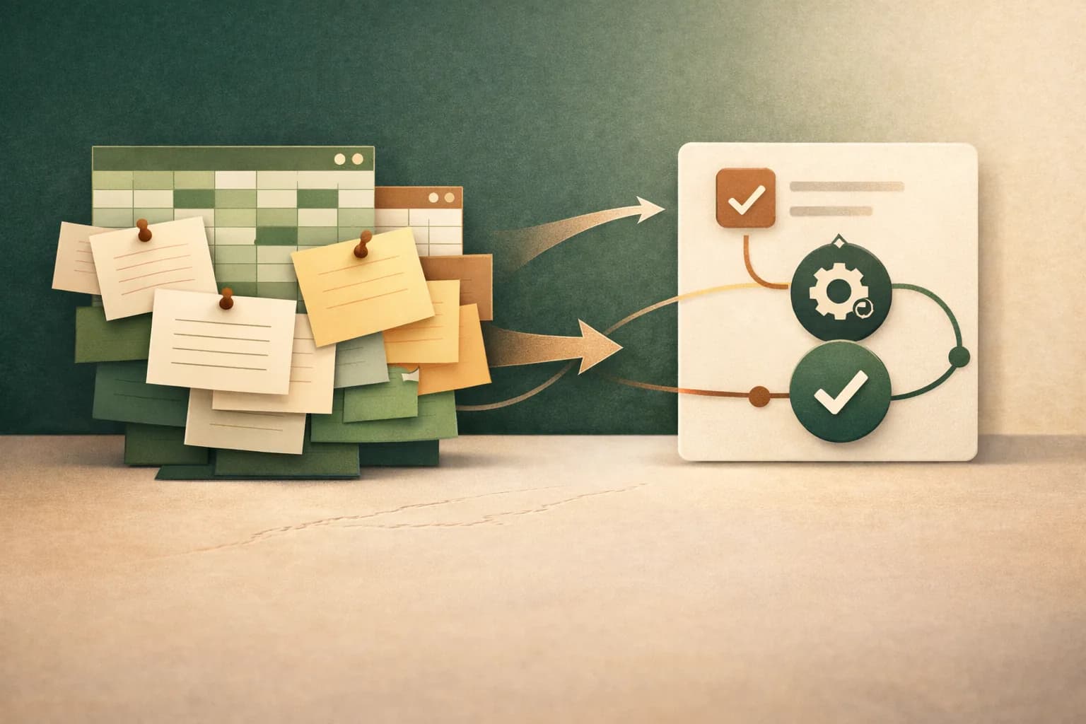 Automation Refined visual showing repetitive tasks simplifying into a single clear workflow, with a subtle NZ-inspired detail.